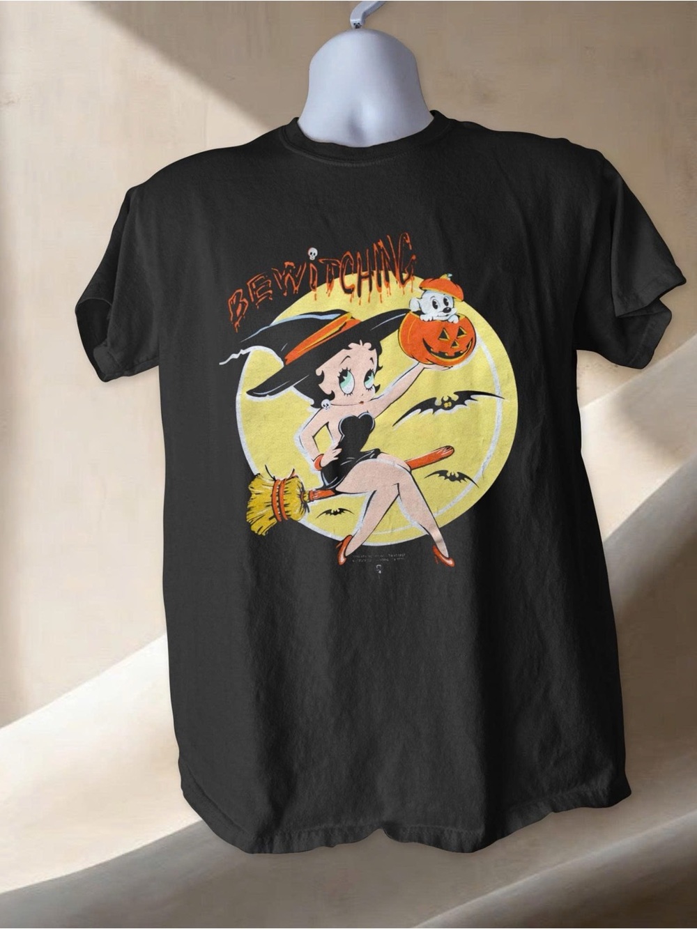 Betty Boop Halloween Witch Graphic Tee Retro Spooky Season Shirt